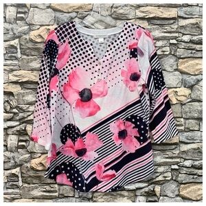 #156 Christopher & Banks Jeweled Embellished Thermal Floral Sweater Blouse Shirt